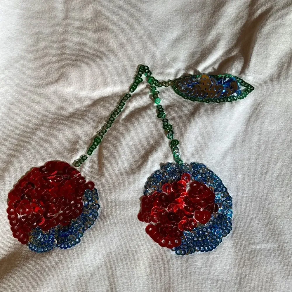 Girls Short Sleeve Top With Sequin Cherries on Chest. Size 12!!